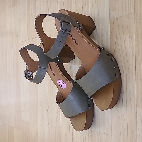 Lucky Brand Hollie Platform Block Heels Sandals Green Natural Color Size 5.5 - Picture 3 of 13